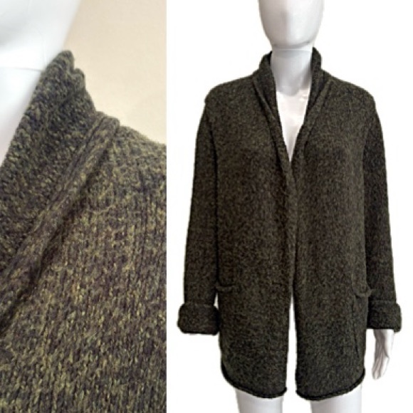 Anthropologie Josie Holly Green Open Front Cardigan Sweater Size XS Oversized - Picture 1 of 15